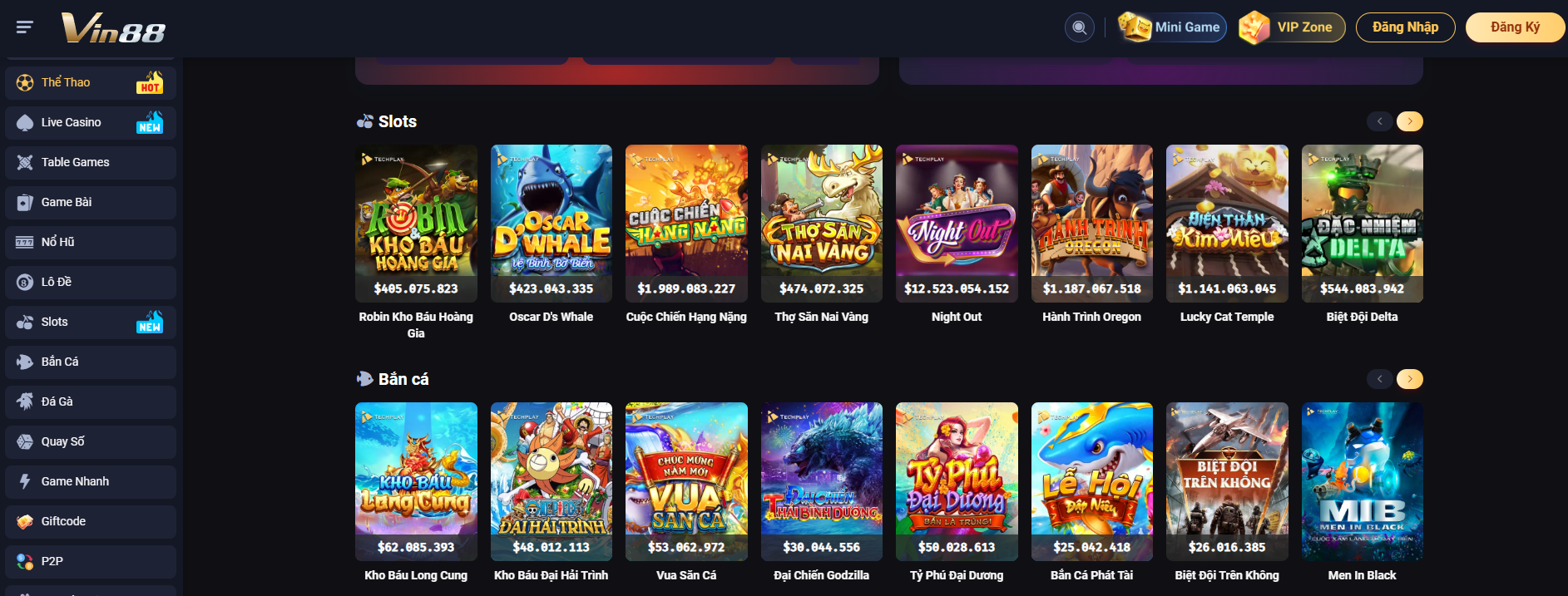 VIN88 - Nhà Cái Trực Tuyến Uy Tín, Minh Bạch Nhất 2025 3 VIN88 có các sảnh game gì đặc sắc?
