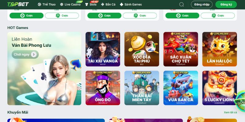 Trải nghiệm thư viện game TOPBET siêu lôi cuốn